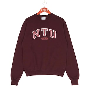 Vintage NTU Nanyang Technological University Crewneck Sweatshirt Maroon Color Small Size