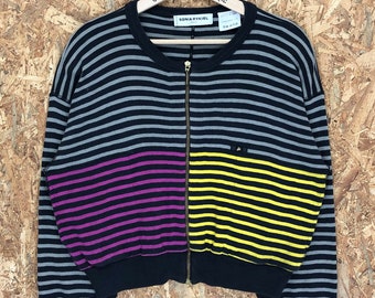 Vintage Sonia Rykiel Paris Crop Top Multicolor Zipup Sweatshirt Vintage Sonia Rykiel Sweatshirt