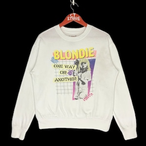 Blondie Crewneck Sweatshirt Big Logo Size S Band Blondie Pullover Sweater White Color
