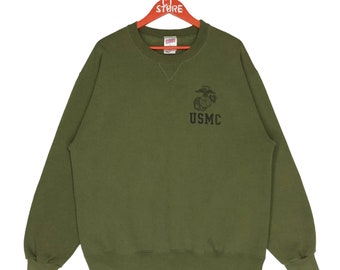 Felpa girocollo vintage USMC: pullover militare, taglia L