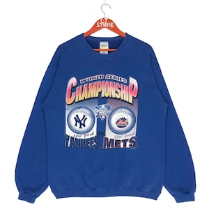 Vintage 2000 Subway Series Sweatshirt: Yankees vs Mets, Blue Size M