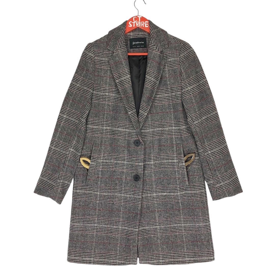 Stradivarius Checkered Trench Coat Size M Checkered Coat