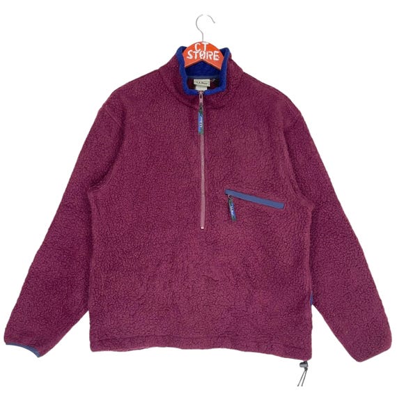 L.L Bean Fleece Half Zipper Sweater Maroon Size M - Etsy