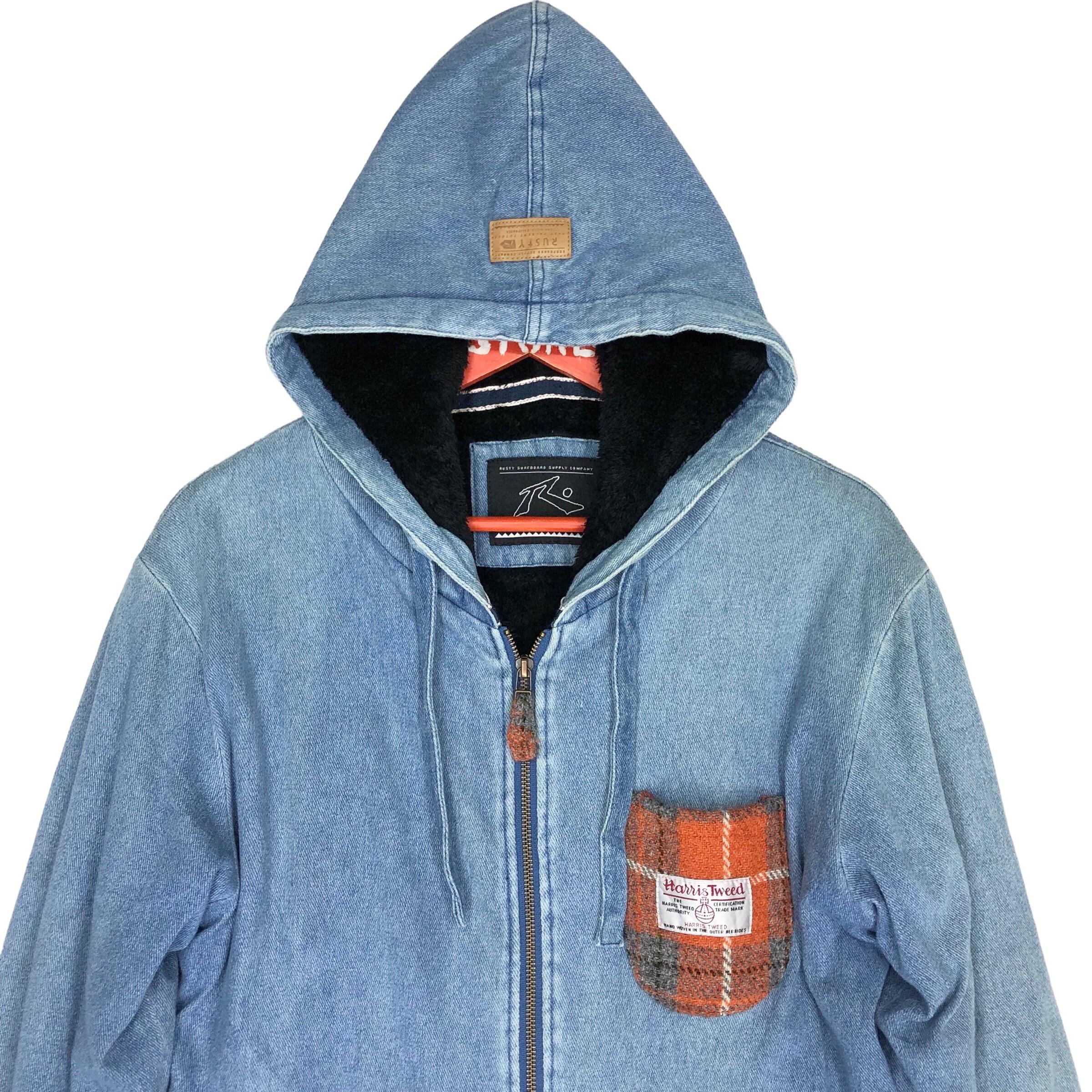 Rusty X Harris Tweed Hoodie Jacket Size M