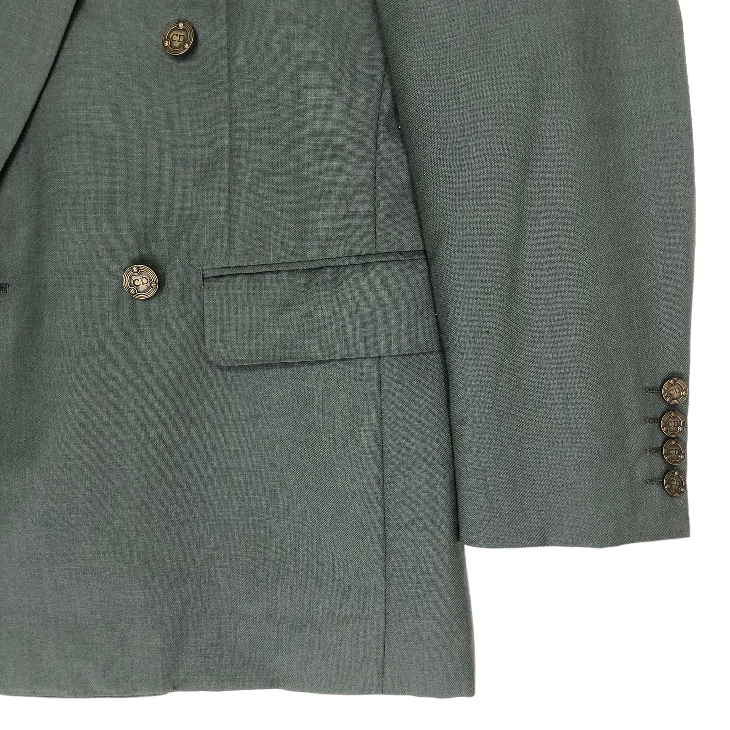 Vintage Christian Dior Monsieur Double Breasted Blazer - Green 