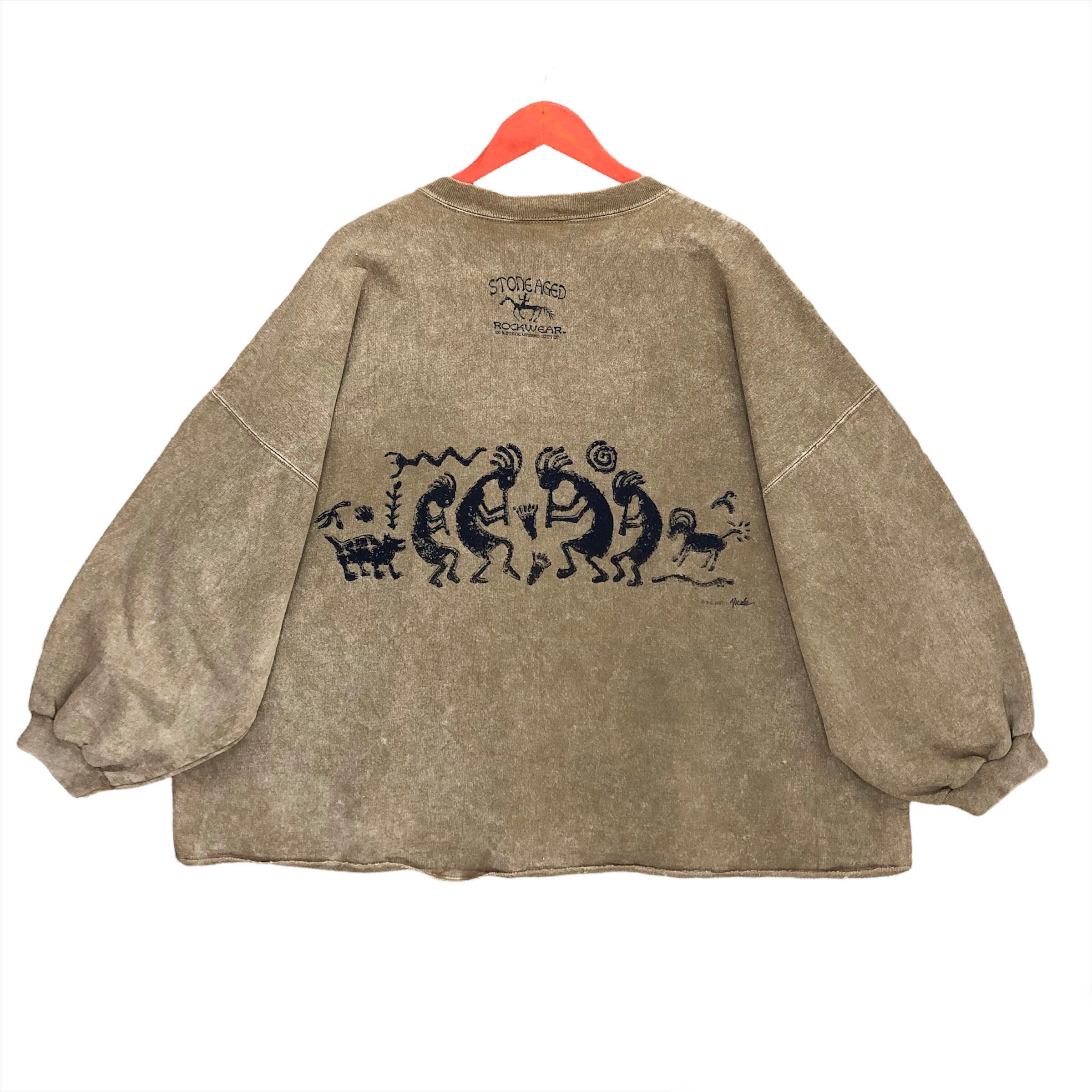 Vintage 90s Stoneaged Rockwear by Nicole Crewneck Sweatshirt Brown