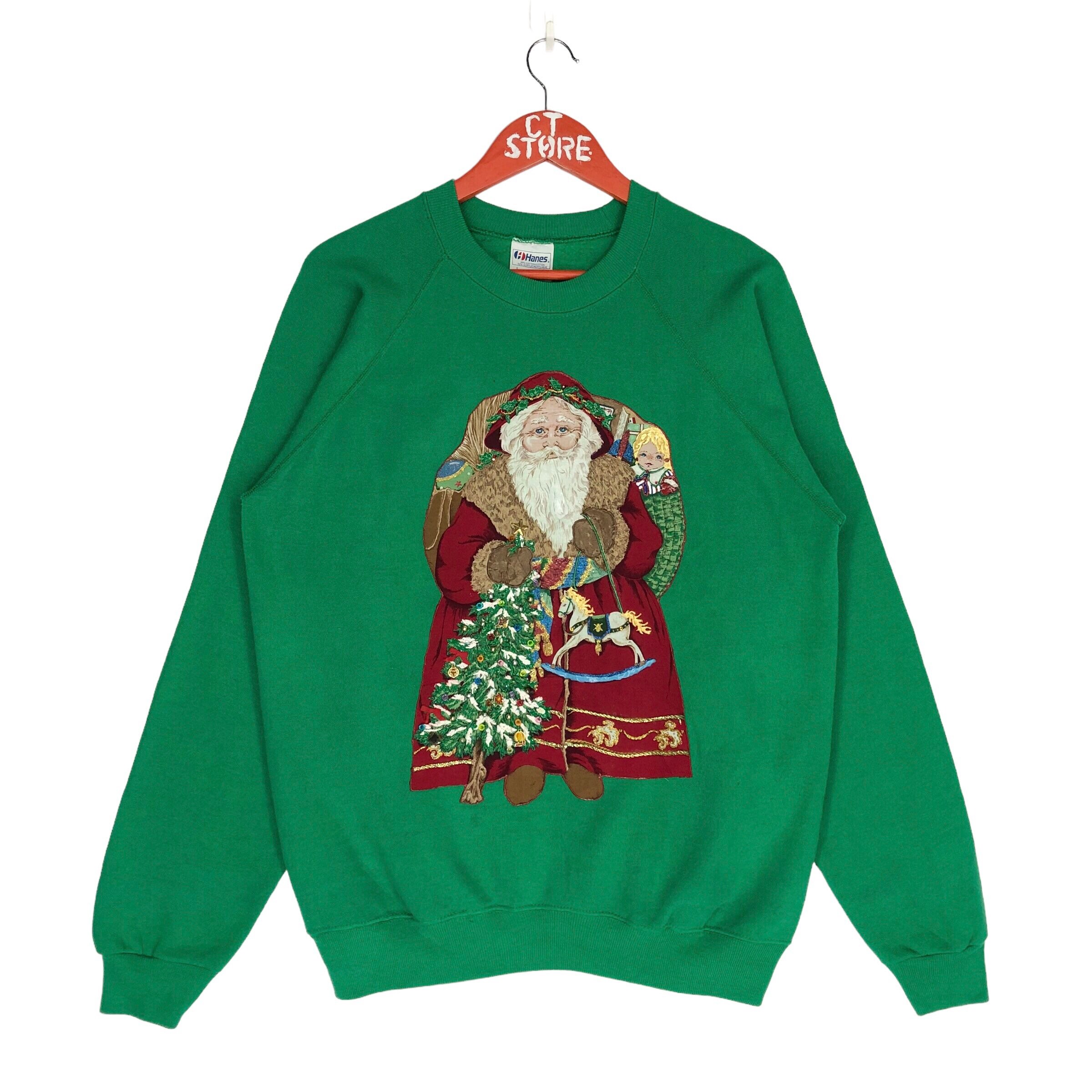 Vintage 90s Christmas Santa Sweatshirt Crewneck Big Logo Sweatshirt Santa Size M