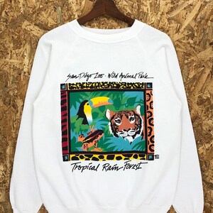 Vintage San Diego Zoo Wild Animal Park Big Crewneck Sweatshirt Size M San Diego Tropical Rain Forest Crewneck Sweater