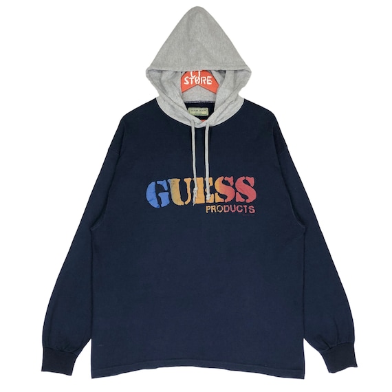 Vintage 1994 Guess Hoodie Sweatshirt Big Logo Sweatshirt Hoodie Guess Dark Blue Color Large Size Vintage Hoodie Spellout Sweatshirt Etsy Canada