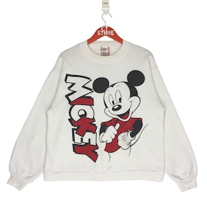 Vintage 90s Disney Mickey Mouse Sweatshirt Crewneck Big Logo Sweater Mickey Mouse Size M, Cartoon Sweatshirts, Vintage Cartoon