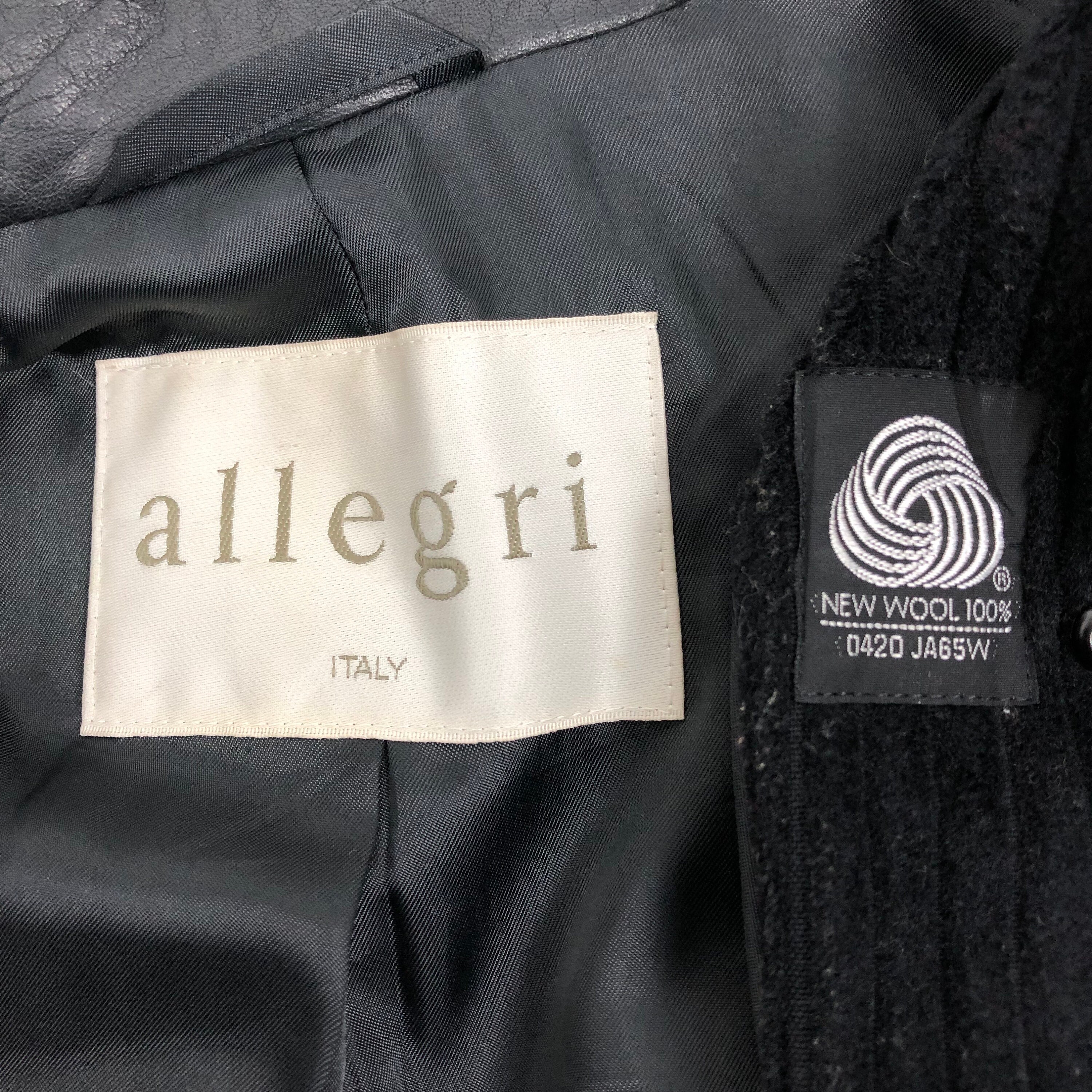 Vintage Allegri Italy Wool Coat Jacket Black Size L Adult