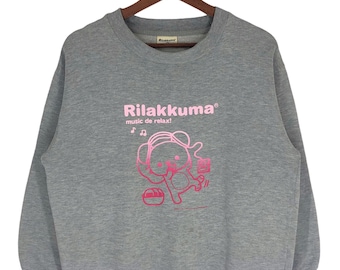 Vintage Rilakkuma Crewneck Sweatshirt Size M Cartoon Sweater Grey