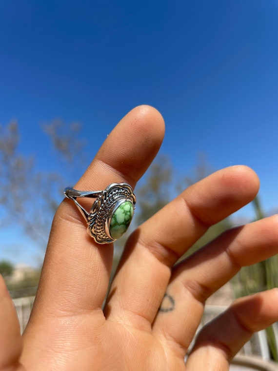 Virgil Chee Navajo Sonoran Gold Turquoise Ring Si… - image 3