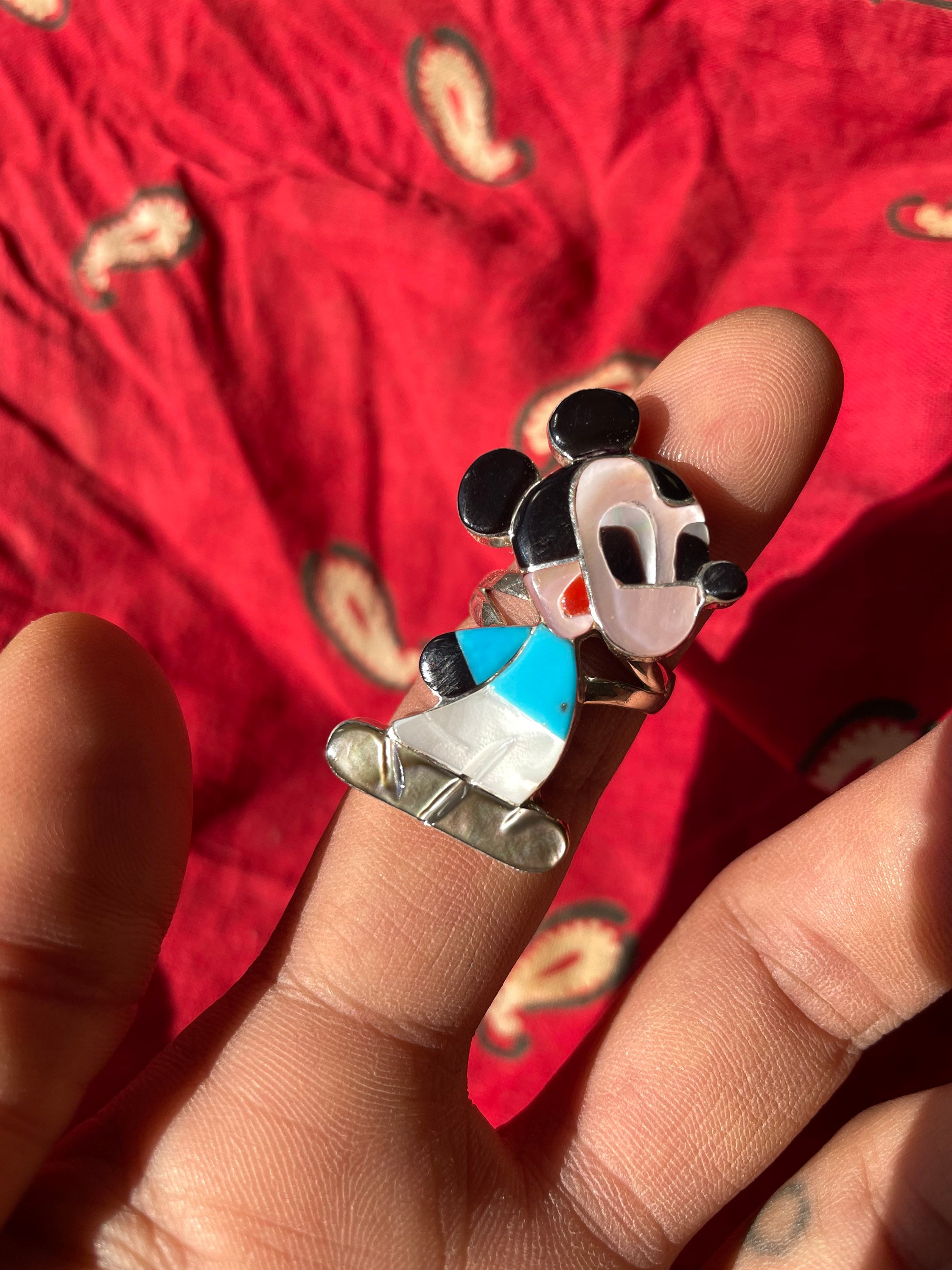 Vintage Mickey Mouse Zunitoon Ring von Paula Leekity Gr. 6 1 Vintage Mickey Mouse Zunitoon Ring von Paula Leekity Gr. 6 1