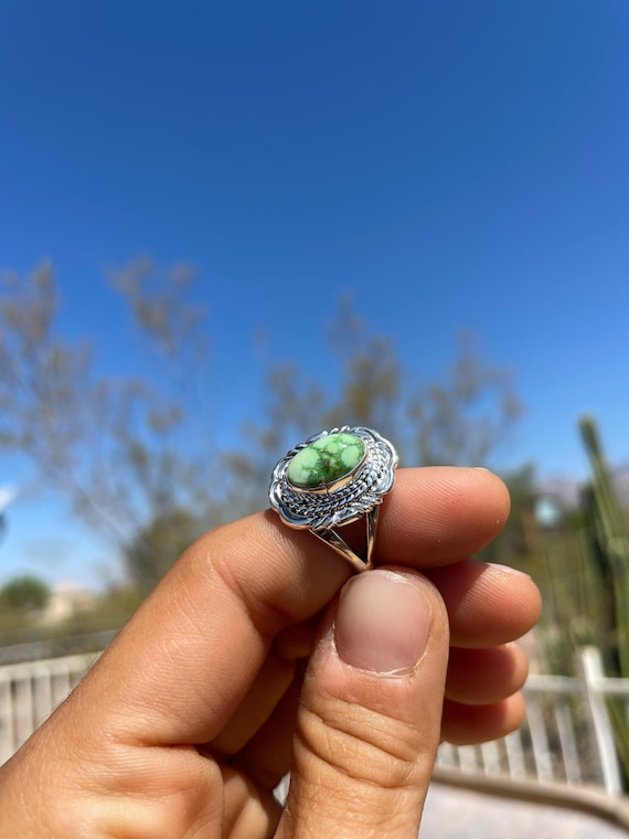 Virgil Chee Navajo Sonoran Gold Turquoise Ring Si… - image 1