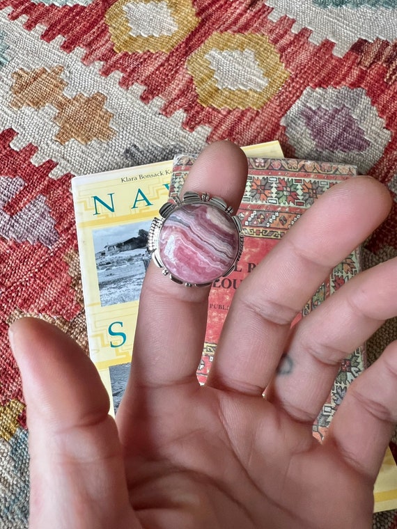 Carlos Francisco Navajo Rhodochrosite Ring Size 8