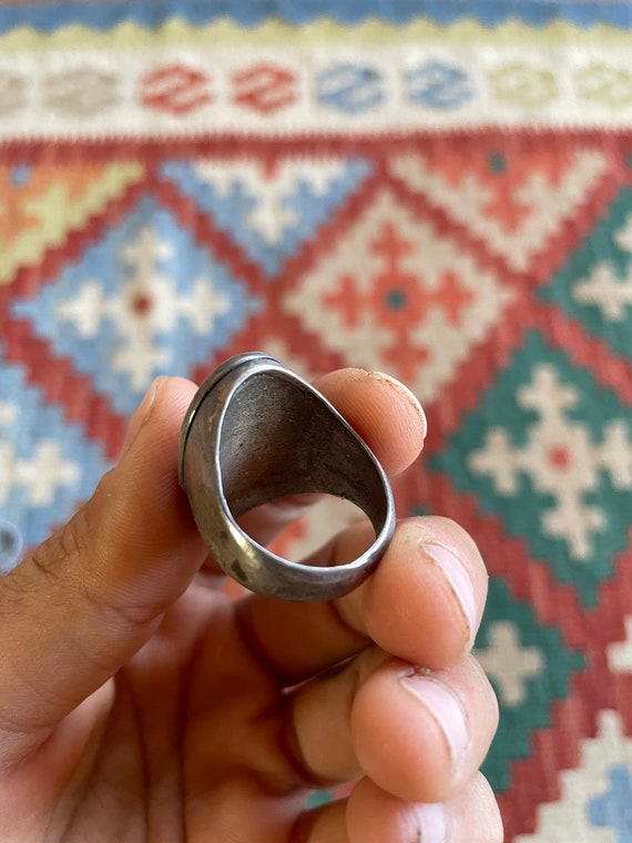 Navajo Old Pawn Inlay Ring Size 8 1/2 - image 5