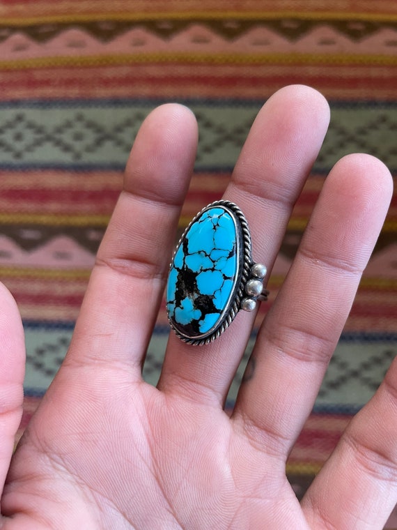 Black Diamond Natural Kingman Turquoise Ring Size… - image 6