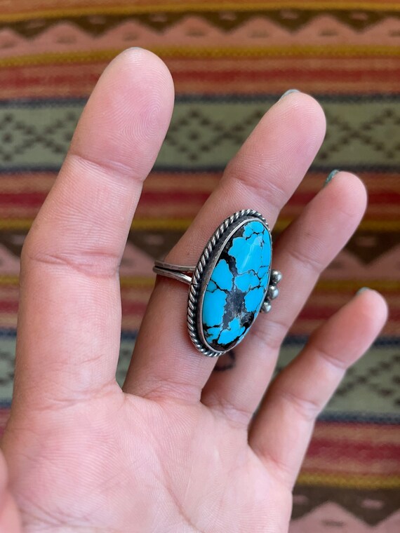 Black Diamond Natural Kingman Turquoise Ring Size… - image 2
