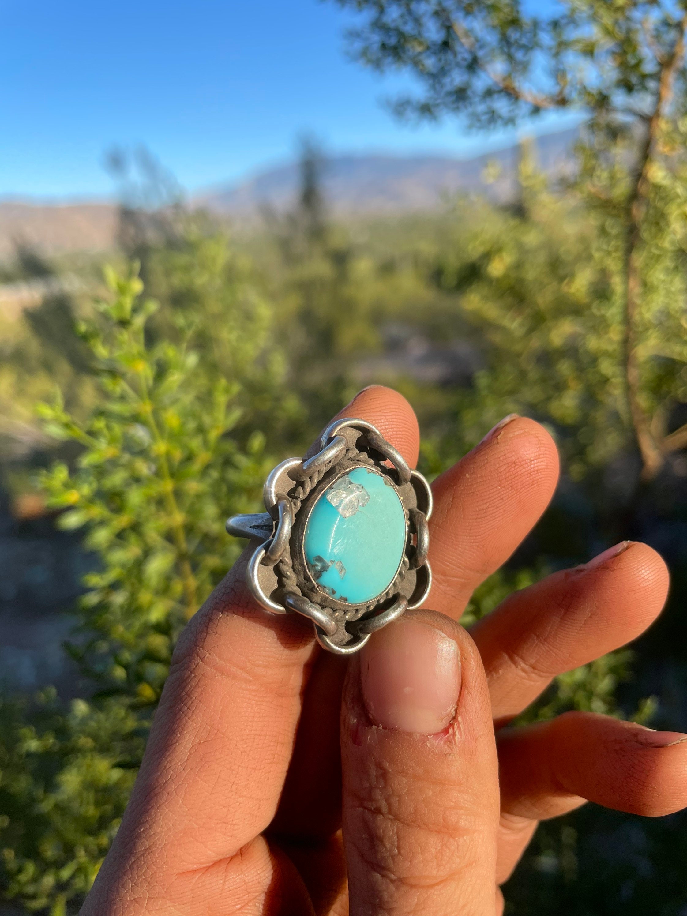 【メーカー直売】の商品をすべて Vintage Ring Link Chain Silver Sterling and Turquoise Navajo アクセサリー