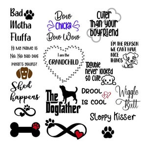 Lot de 2 bandanas pour chien 15 fichiers SVG Bundle chien coupe fichier SVG citations cool dictons drôles silhouette cricut citations drôles fichier numérique SVG
