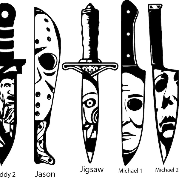 Horror Villains SVG cut files bundle, Horror SVG cut file, Knives, cricut, silhouette, Michael, digital file SVG horror movie villains