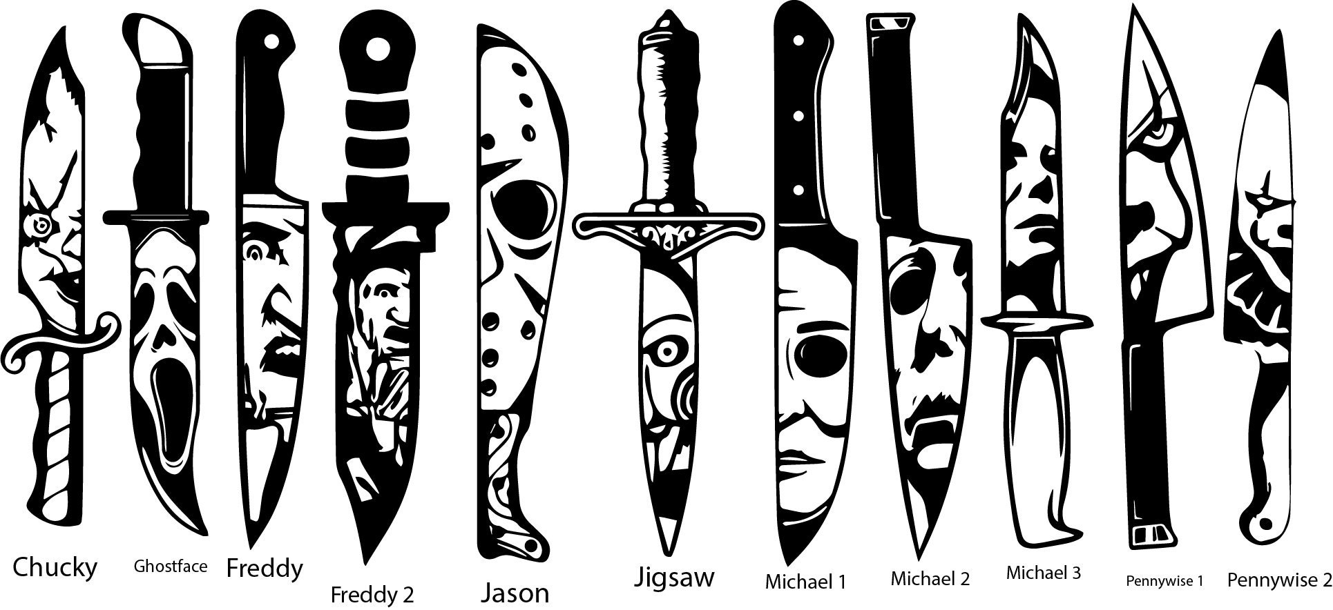 Horror Movie Characters In Knives svg eps dxf png file – lasoniansvg