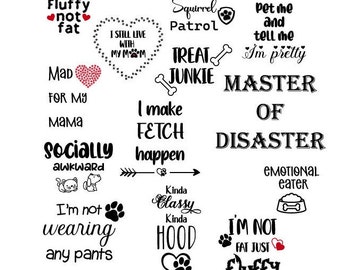 Dog Bandana Quotes SVG-bundel: grappige gezegden gesneden bestanden (digitale download)