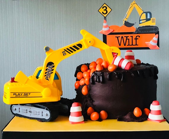 Digger Cake Topper Personalised Name and Age - Etsy