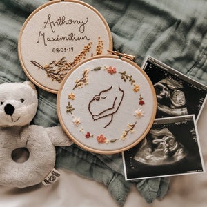 Blossoming baby bump Embroidery hoop image 1