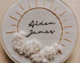 Sun and stars - Name hoop - Made to order