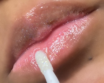 Lip Gloss Mini, Iridescent Glitter, Moisturizing Like a Lip Balm, Trial Size Makeup, Non-Sticky, Long Lasting, MBV Clear Spotlight