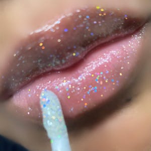 Holographic Glitter Lip Gloss Mini, Moisturizing Like Lip Balm, Trial Size Makeup, Non-Sticky, Long Lasting