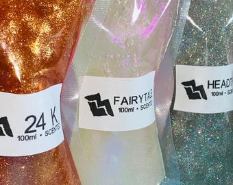 Lip Gloss Base, 100mL, MBV Best Selling, Gold, Purple Shift, Holographic Glitter, Moisturizing, Non-Sticky, Wholesale, Non-Tacky