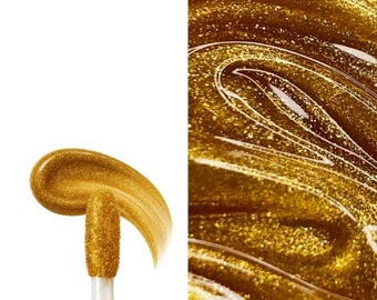Lip Gloss Mini, Gold, Moisturizing Like Lip Balm, Trial Size Makeup, Non-Sticky, Long Lasting, MBV 24K Sample