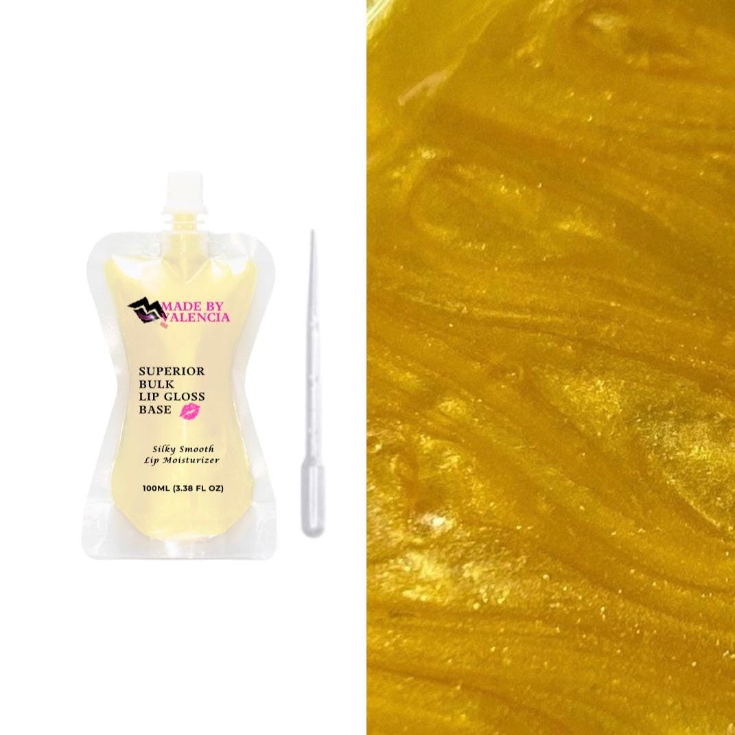 Lip Gloss Base, 100mL, Yellow Lip Gloss, Moisturizing, Non-Sticky, Wholesale, White Label, Start A Business, MBV Bulk Lip Gloss, Crescent