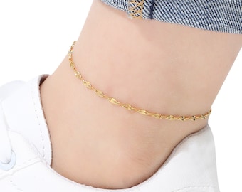 Sequin Chain Anklet - Dainty Stainless Steel Ankle Bracelet