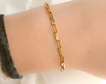 18k Gold Paperclip Chain Bracelet – Stainless Steel Bold Link