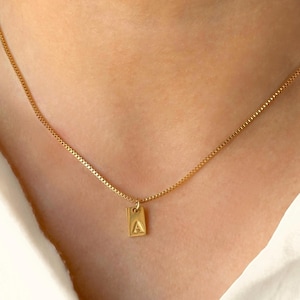 Engravable Initial Tag Necklace - Personalized Stainless Steel Letter Pendant