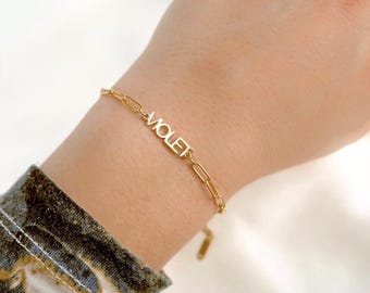 Personalized Nameplate Bracelet - Block Letter Name Jewelry - Stainless Steel