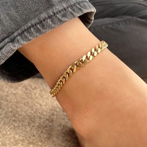 Curb Chain Anklet - Waterproof Stainless Steel Cuban Ankle Bracelet