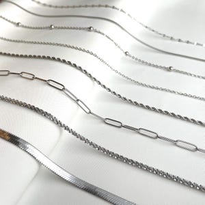 Dainty Silver Chain Necklace - Anti-tarnish Stainless Steel Layering Chain