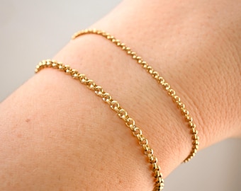 Dainty Gold Rolo Chain Bracelet - Waterproof Stainless Steel