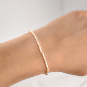 Bracelet de perles de riz d'eau douce - Fermoir bascule étanche PVD or 18 carats