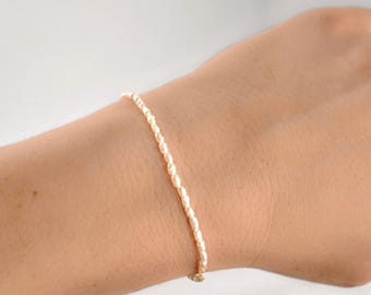 Freshwater Rice Pearl Bracelet -  18k Gold PVD Waterproof Toggle Clasp