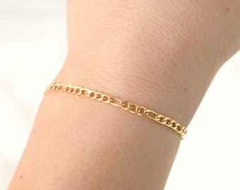 Tarnish-Free Gold Figaro Chain Bracelet – Custom Stainless Steel