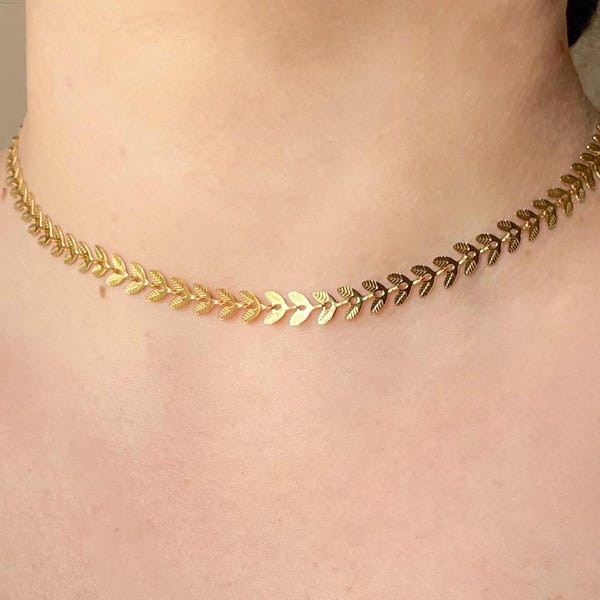 Blatt Halskette - Wasserdichter 18k Gold PVD Edelstahl