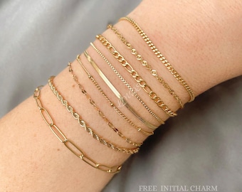 Sierlijke gouden schakelarmband - waterdichte roestvrijstalen zilveren armbandcollectie