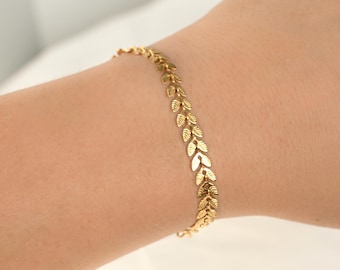Chevron Bracelet - Tarnish-free Leaf Chain Bracelet - Stainless Steel Chevron Chain Bracelet - Vintage Style Bracelet - Chain Link Bracelet