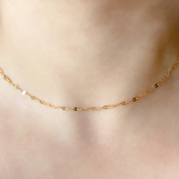 Mirror Chain Necklace - Custom Waterproof Gold Sparkle Chain - Tarnish-free Mirror Chain - 18k Gold Layering Necklace - Dainty Gold Choker